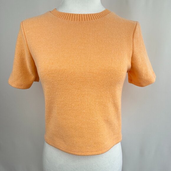 Zara Minimalist Peach Short Sleeve Knit Women Small S - Picture 1 of 9